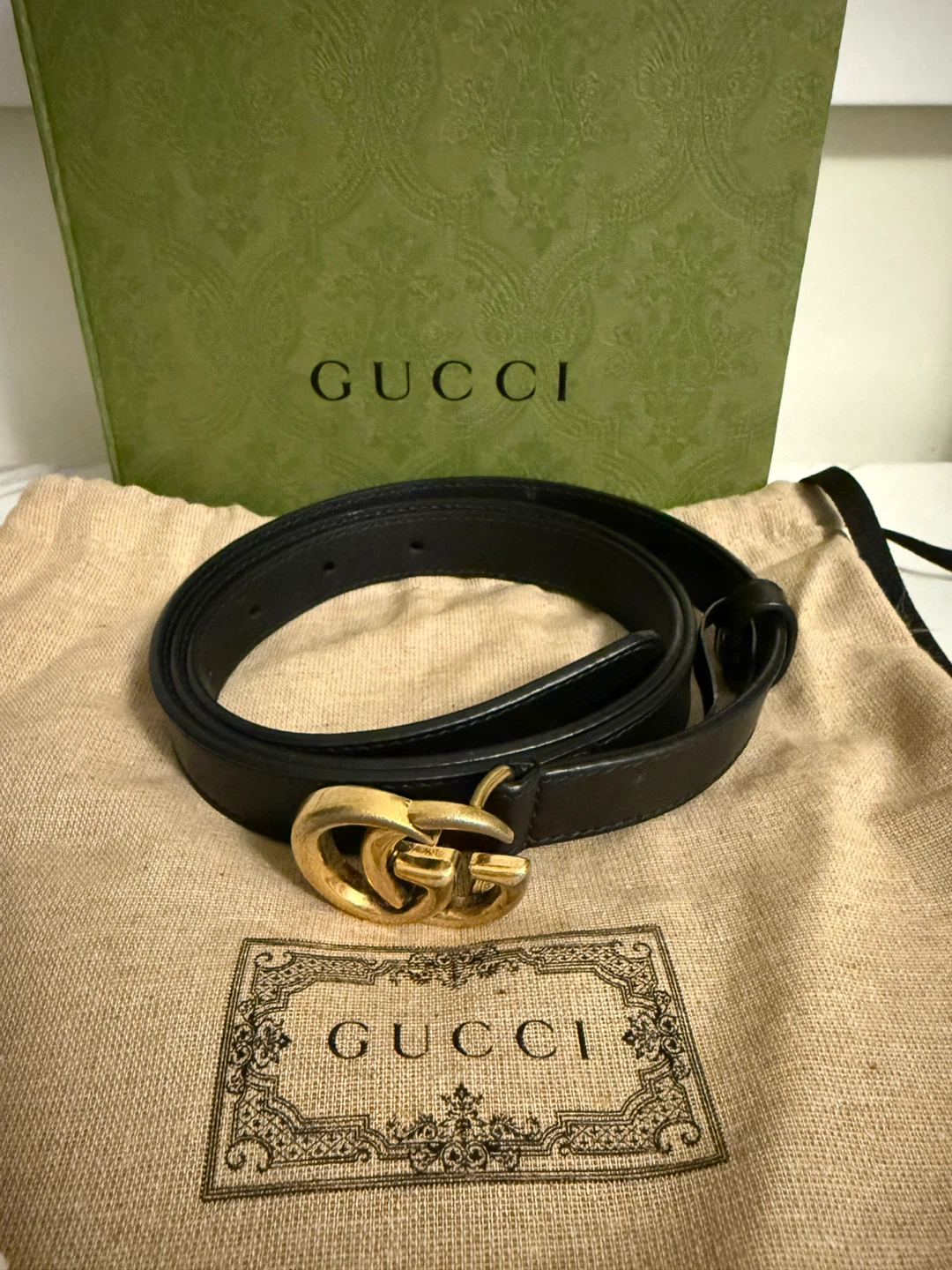 Gucci Marmont Belt Black Leather Gold GG Buckle size 95 - photo 3