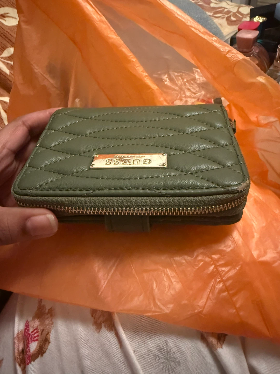 Guess Green Quilted Zipper Wallet - photo 4