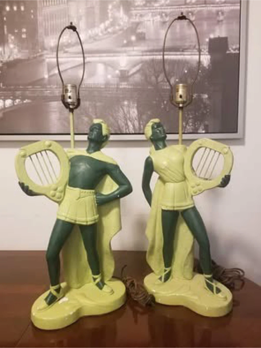 Vintage Art Deco Chalkware lamps Home Decor