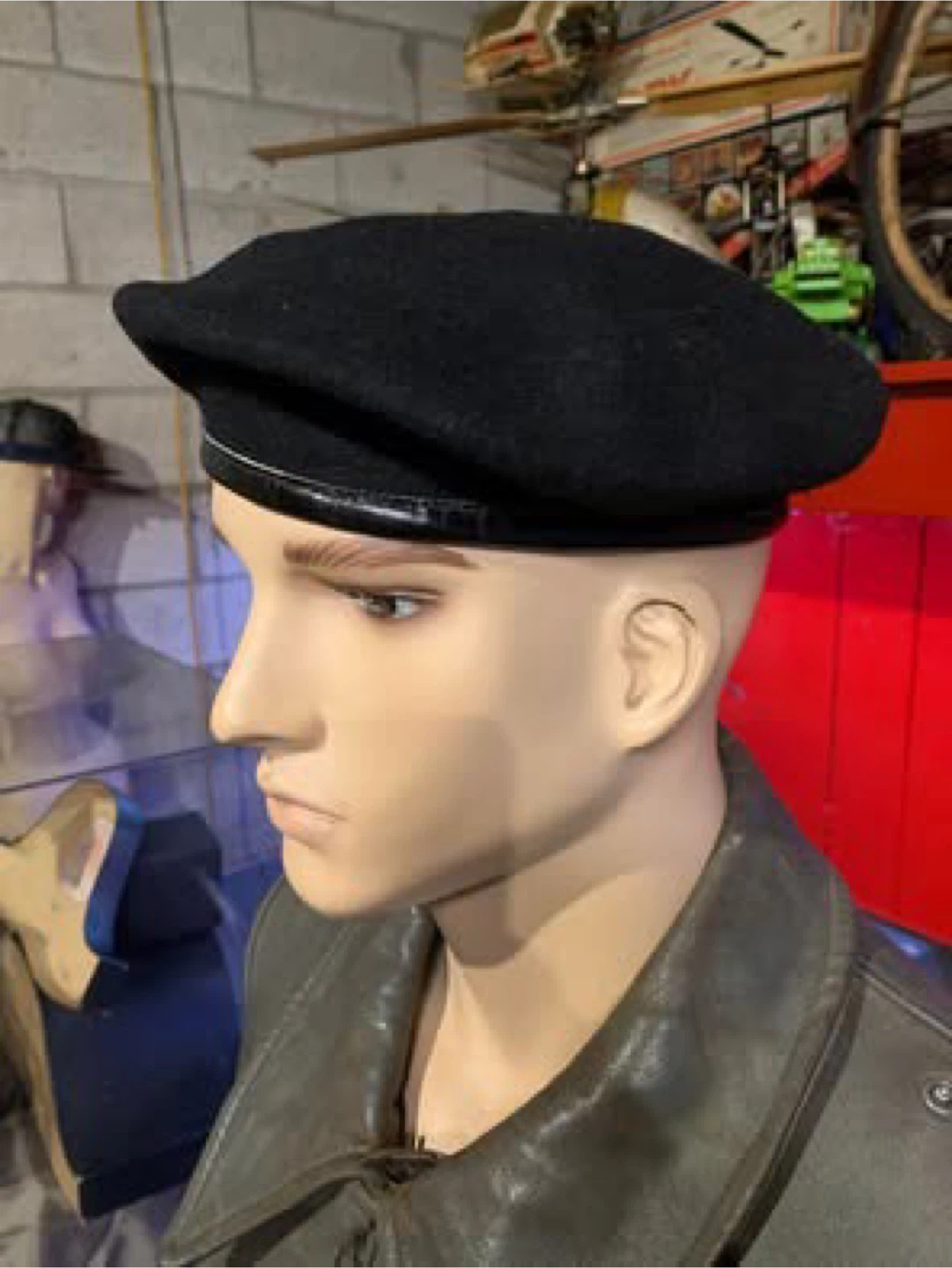 Vintage Black Commando Beret Cap Hat 100% Wool