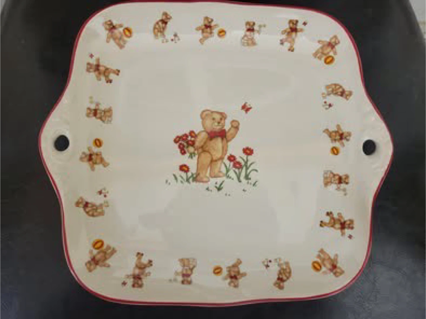 Vintage 1984 Masons square teddy bears platter plate