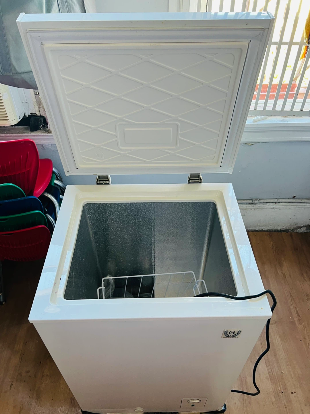 White Chest Freezer with Basket