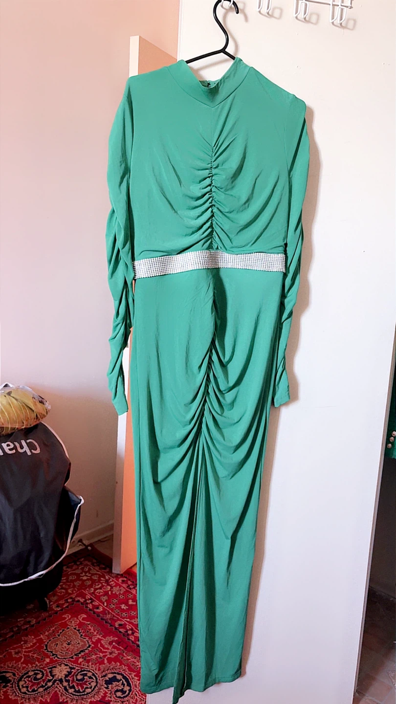 Women's Long Sleeve Ruched Maxi Dress - photo 3