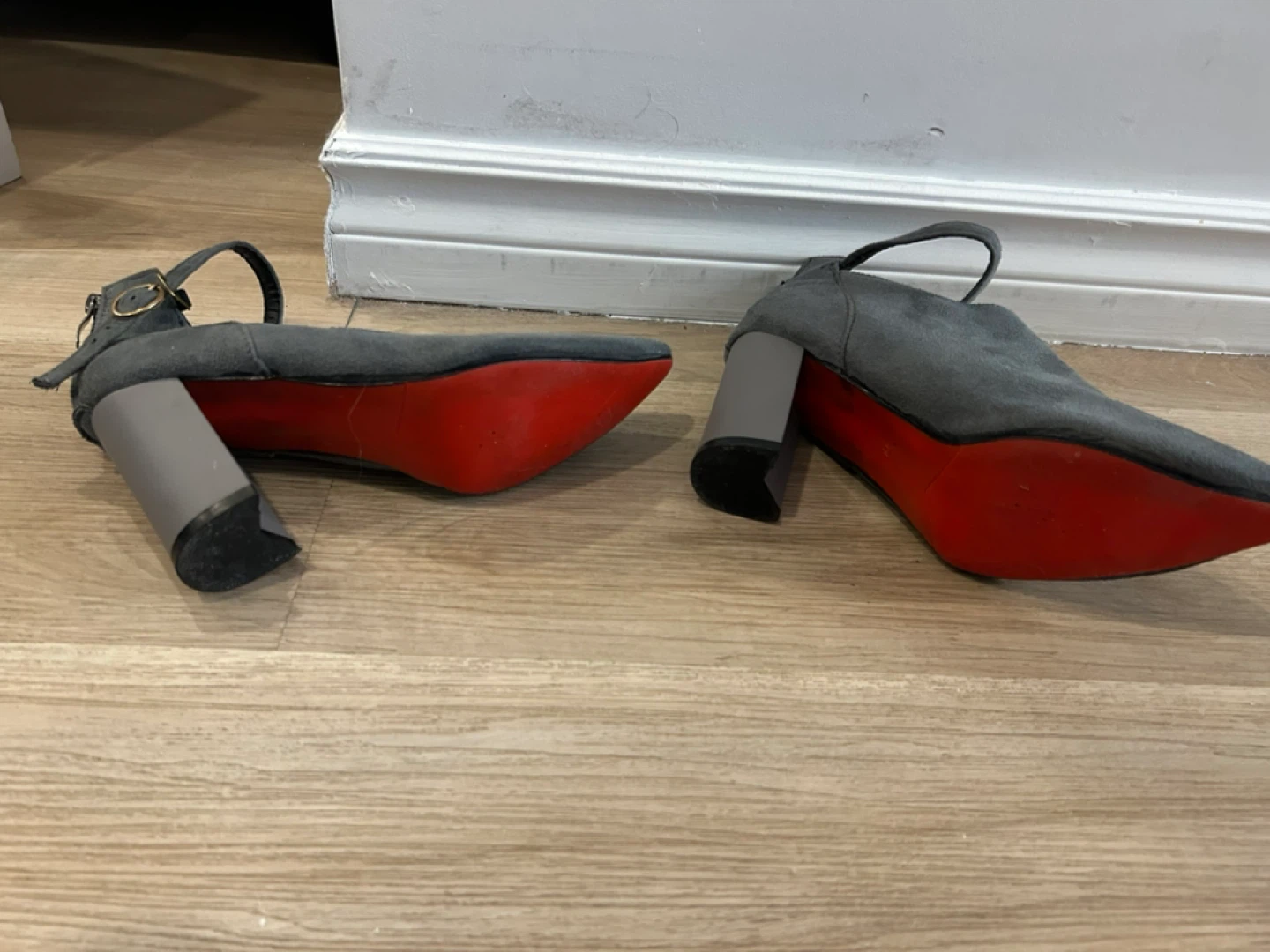 Grey Suede Block Heel Ankle Boots - photo 2