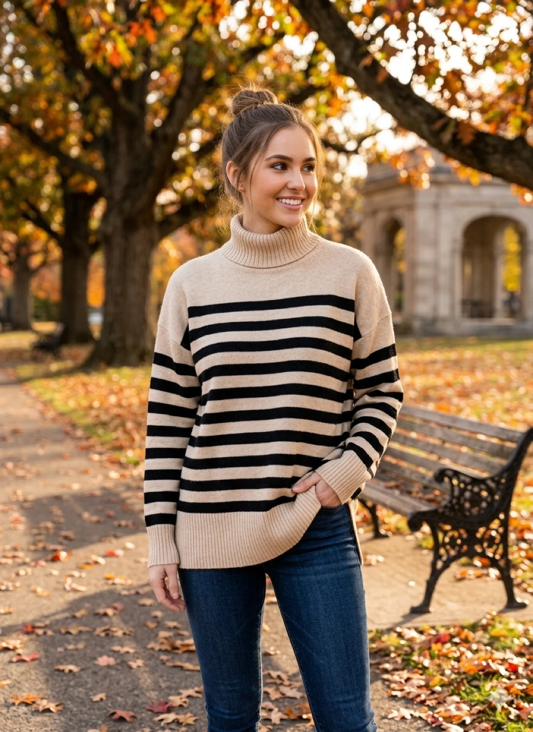 Striped Turtleneck Sweater