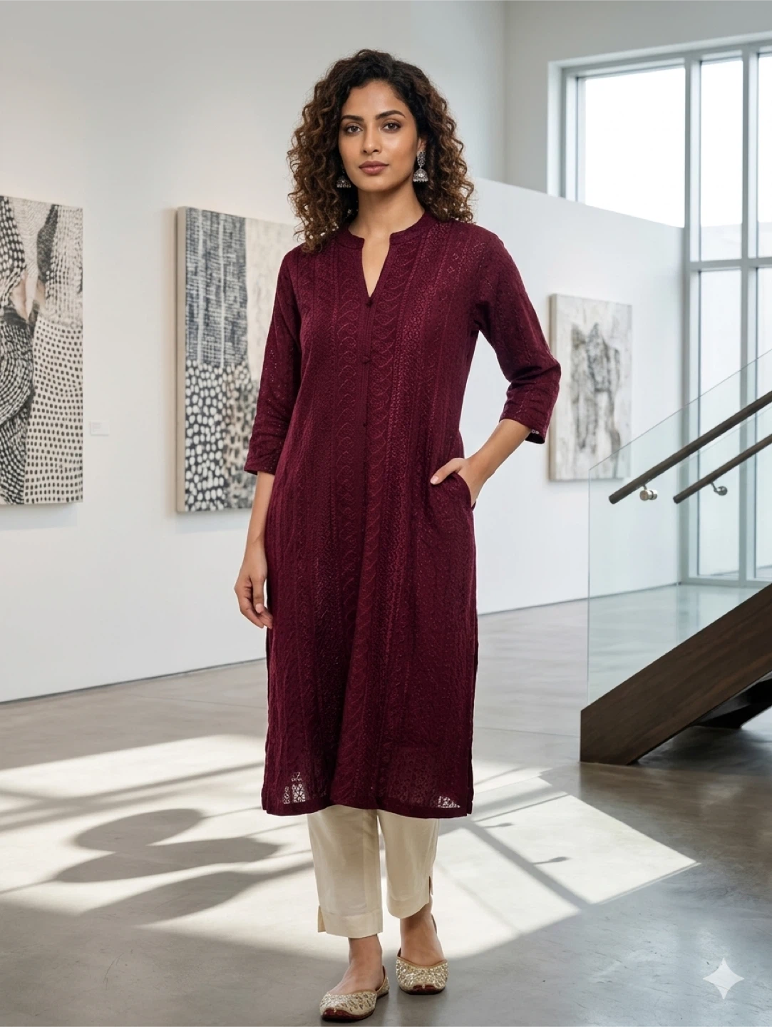 Women's Maroon Kurti - photo 2