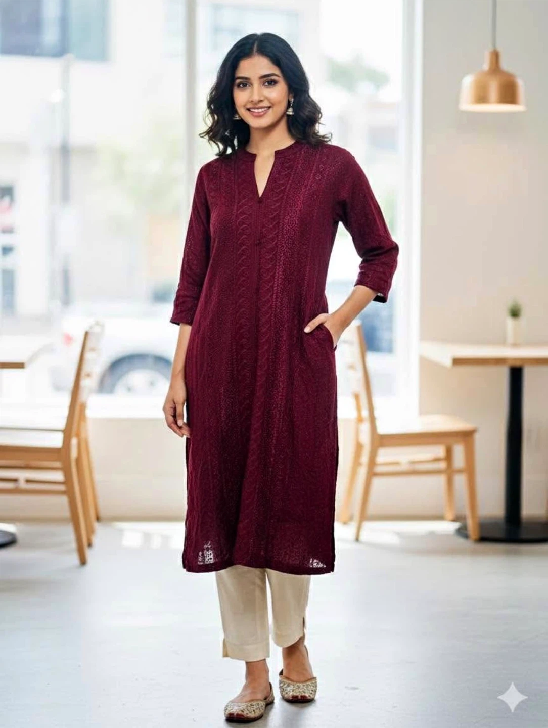 Women's Maroon Kurti