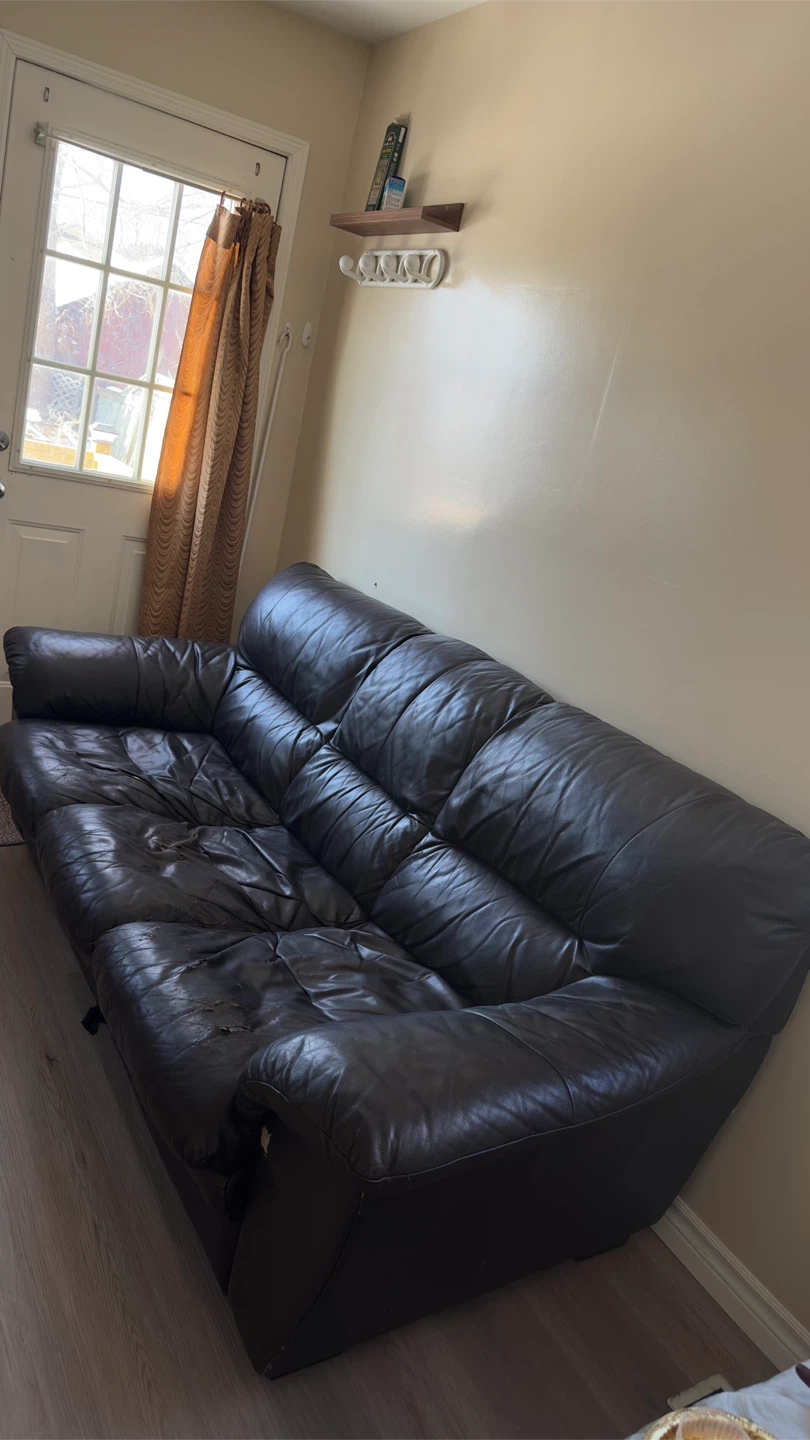 Dark Brown Leather Sofa - photo 2