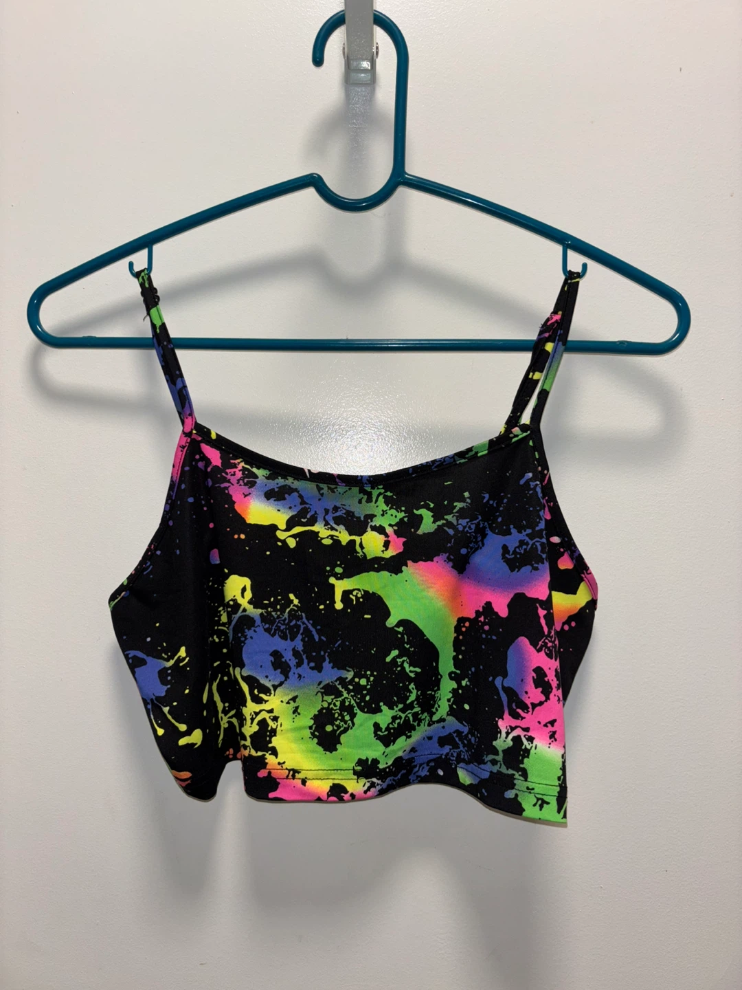 SHEIN Black Splatter Print Crop Top and Shorts Set Size L
