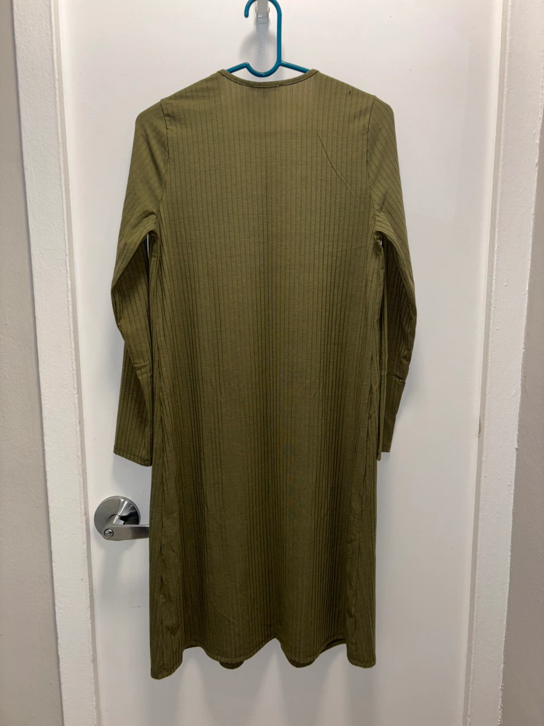 Blashe Ribbed Long Sleeve Cardigan - Olive Green, Size L - photo 2