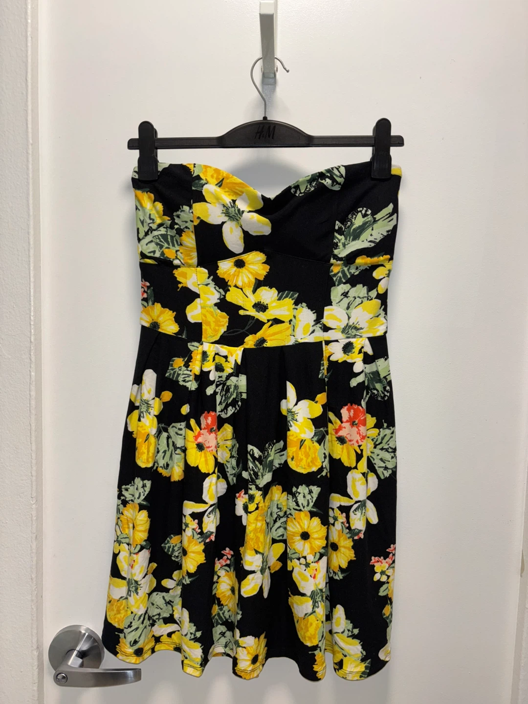 Derek Heart Black Floral Strapless Dress Size L