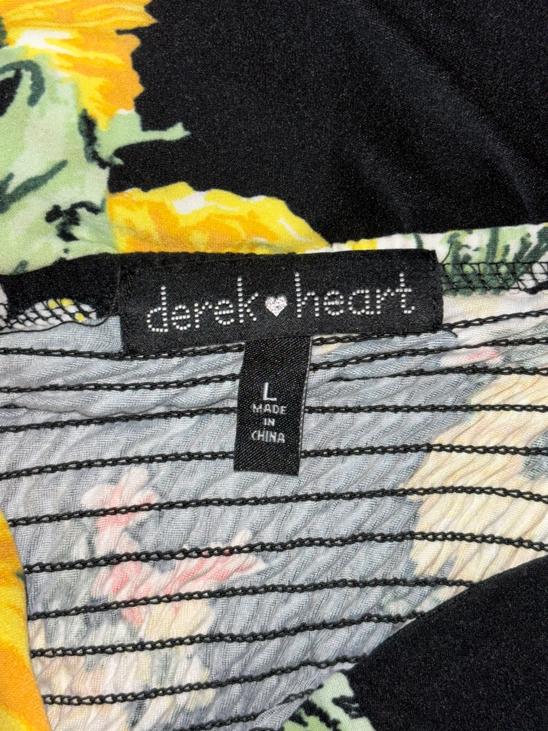 Derek Heart Black Floral Strapless Dress Size L - photo 5