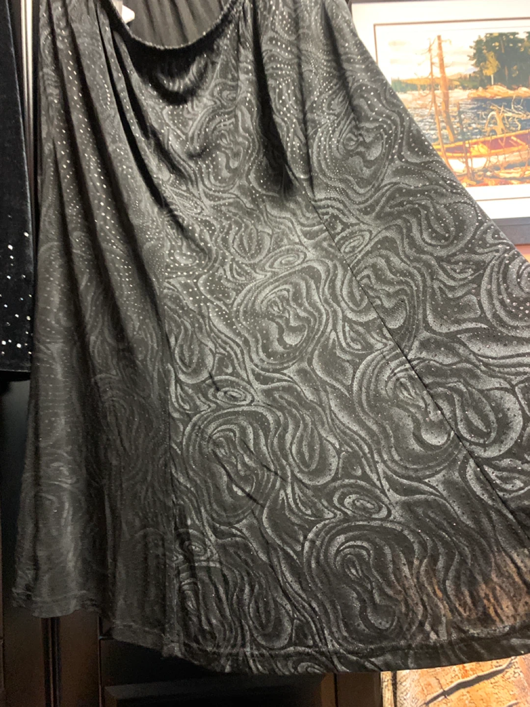 Women's Black Swirl Pattern Skirt with Sparkle - photo 2