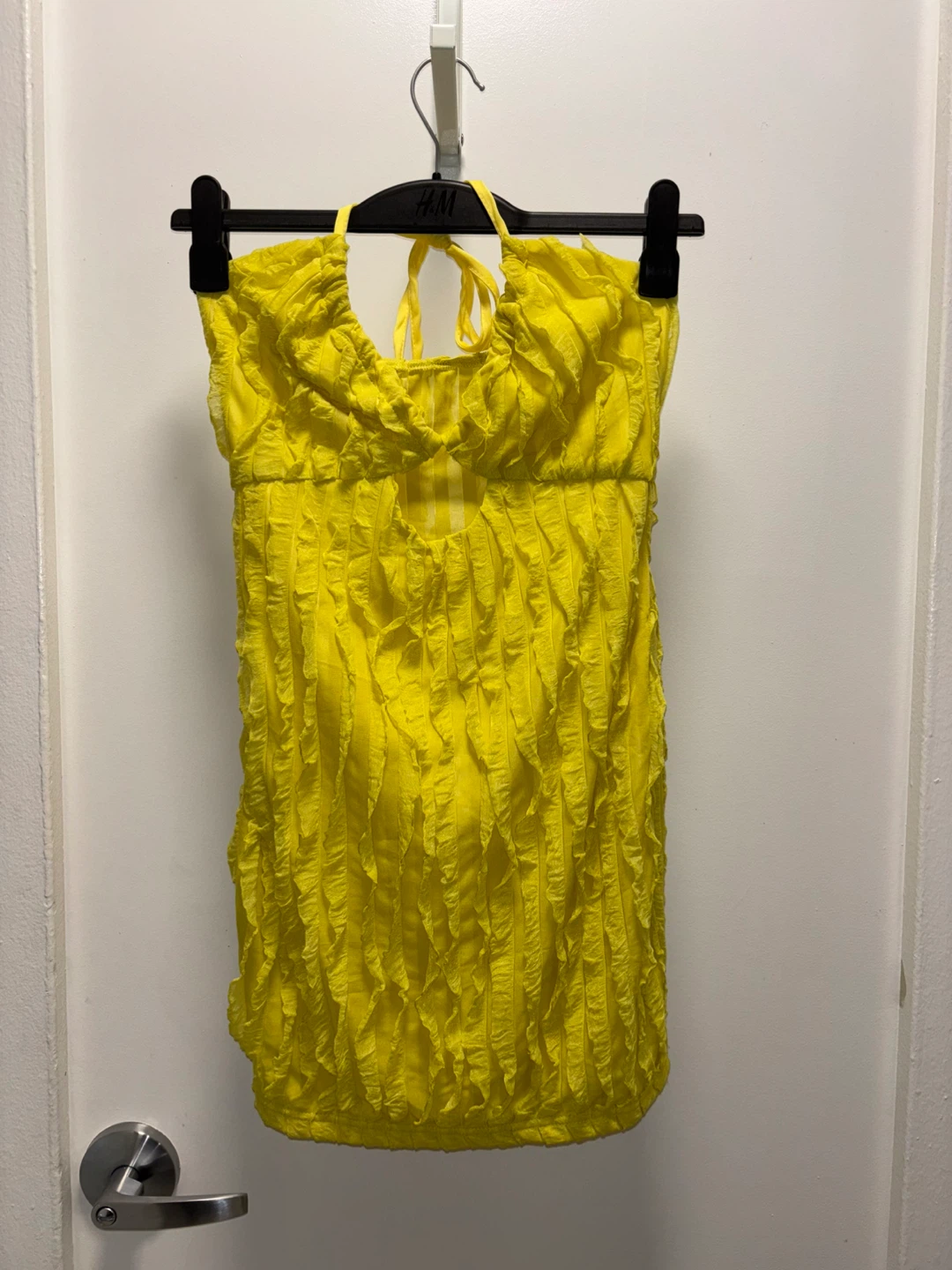 SHEIN Yellow Ruffle Halter Dress- Size Small