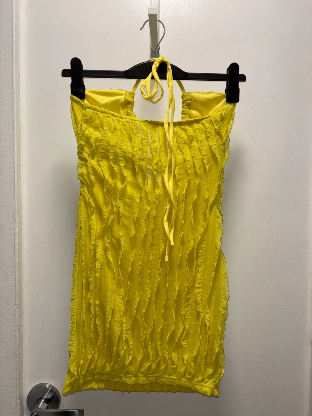 SHEIN Yellow Ruffle Halter Dress- Size Small - photo 3