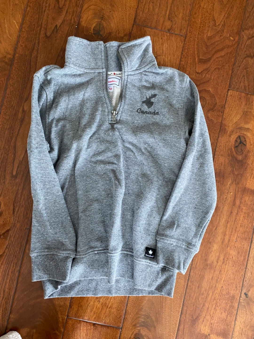 Grey Canada Moose 1/4 Zip Sweater