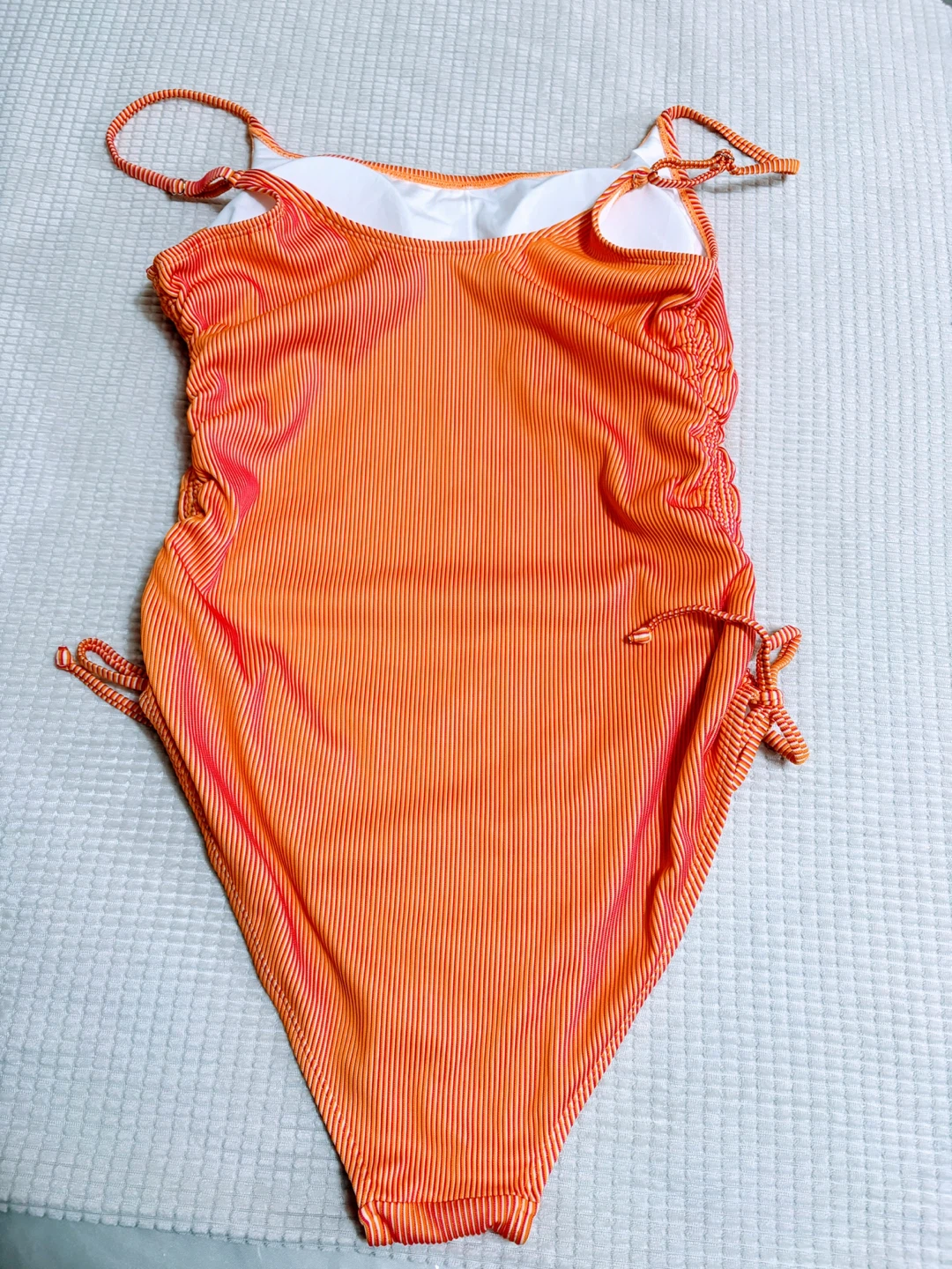 Orange Striped One-Piece Swimsuit - Size XL - photo 3