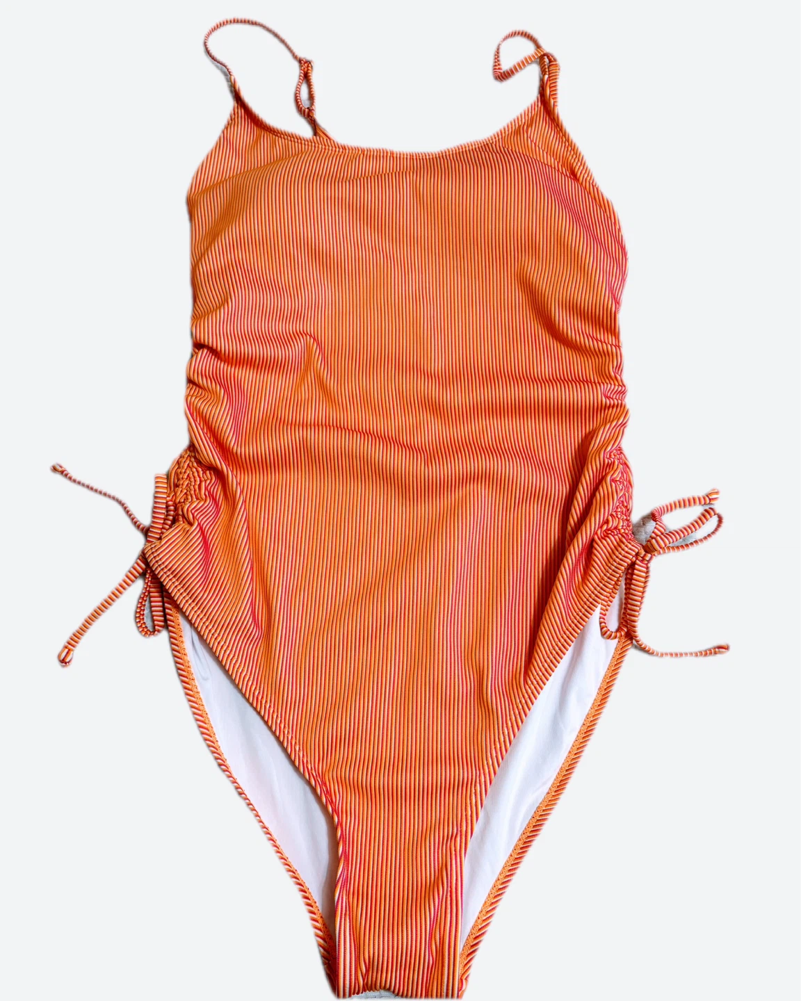 Orange Striped One-Piece Swimsuit - Size XL