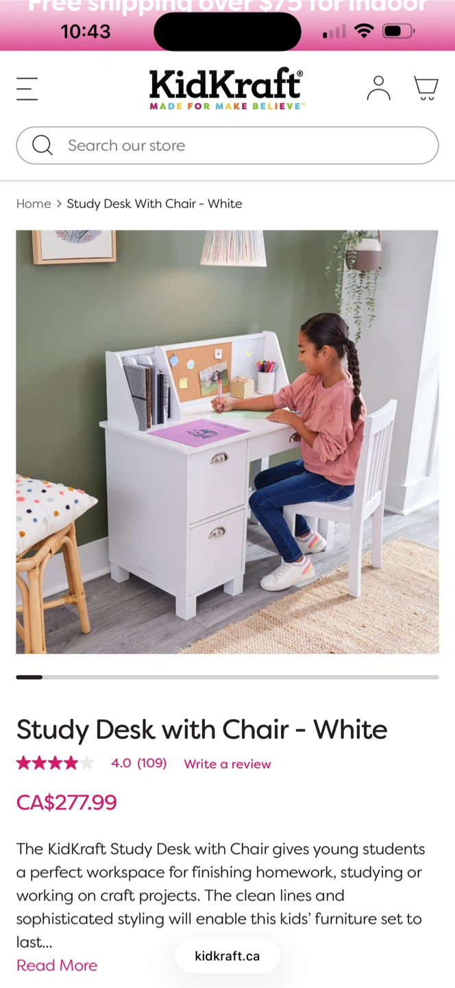 KidKraft Study Desk for Children with Chair new