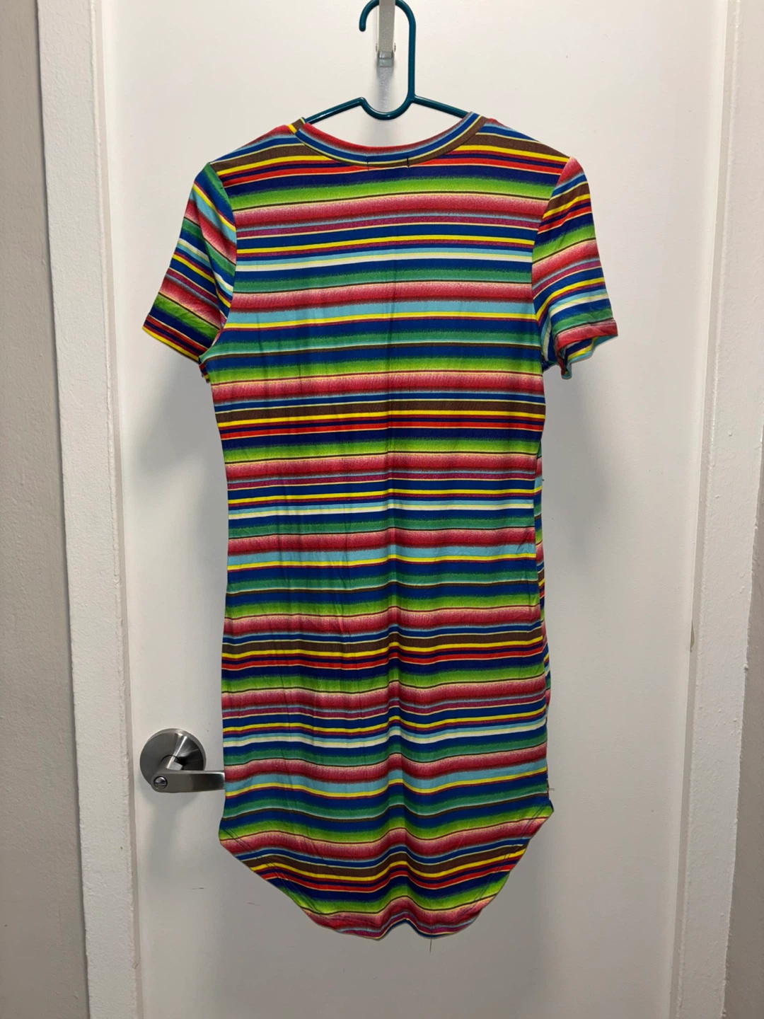 LOVE Rainbow Stripe T-Shirt Dress Size L - photo 3