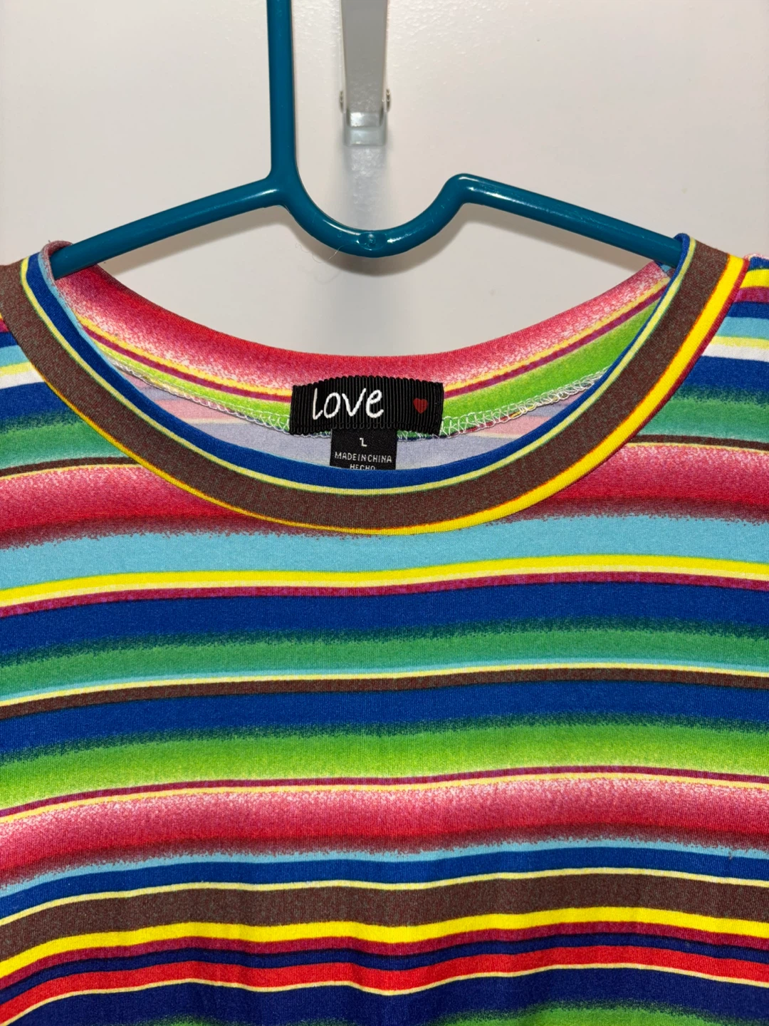 LOVE Rainbow Stripe T-Shirt Dress Size L - photo 2