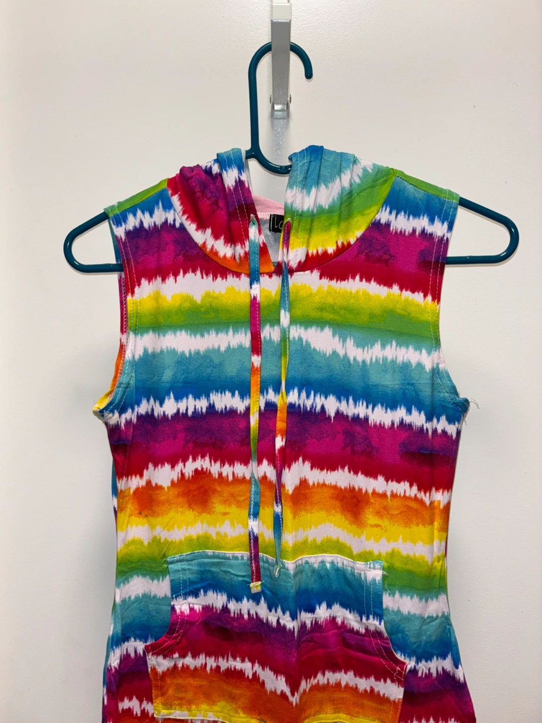 LOVE Tie Dye Sleeveless Hooded Dress Size M - photo 2