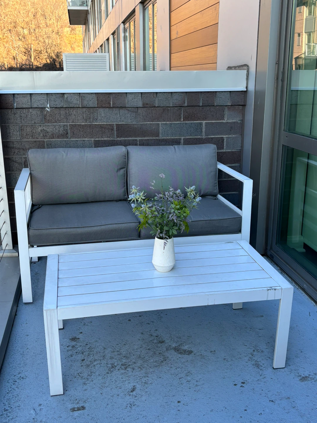 Modern Patio Furniture Set - 2 Seater Sofa and Coffee Table - photo 4