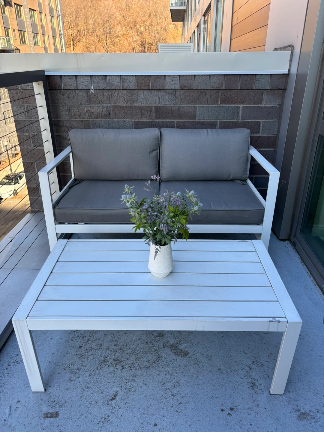 Modern Patio Furniture Set - 2 Seater Sofa and Coffee Table - photo 2