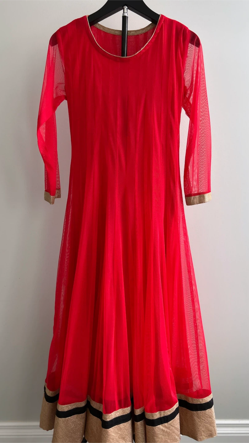 EID SALE! Black & Red Layered Anarkali Dress with Dupatta - photo 2