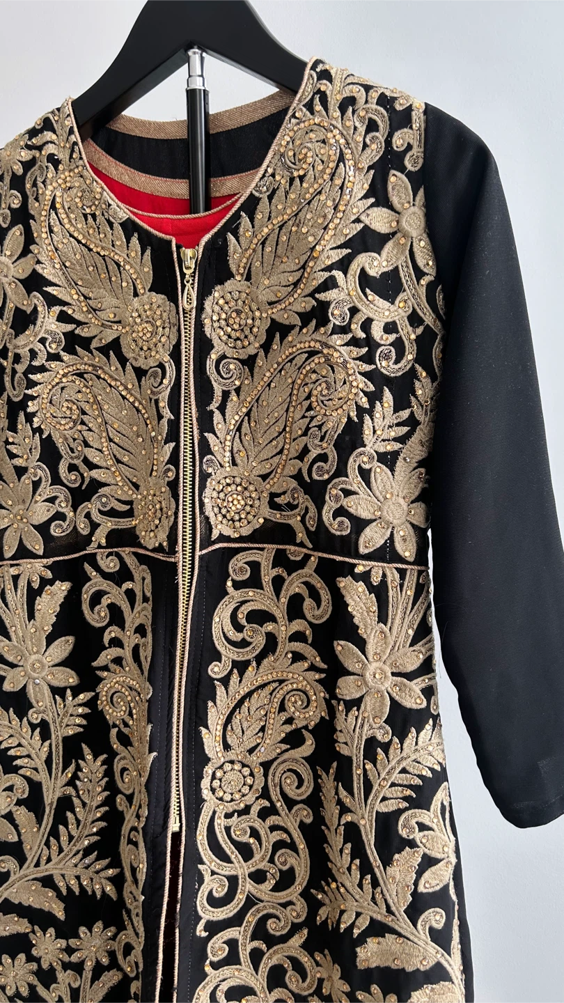 EID SALE! Black & Red Layered Anarkali Dress with Dupatta - photo 5