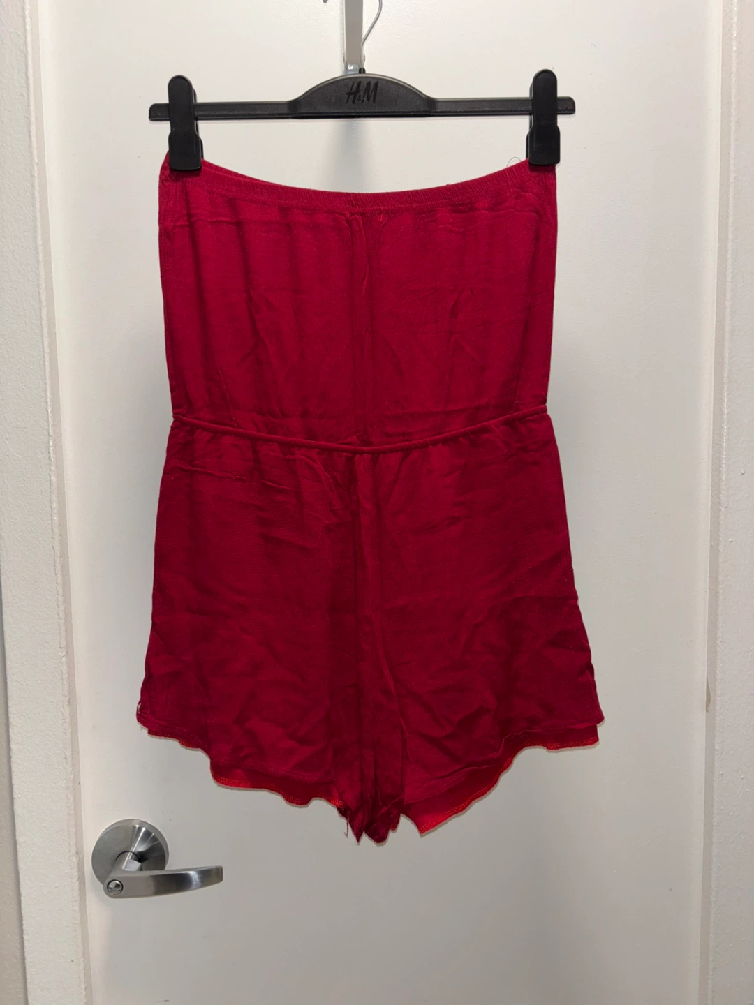Red Strapless Romper with Embroidery Size L - photo 2
