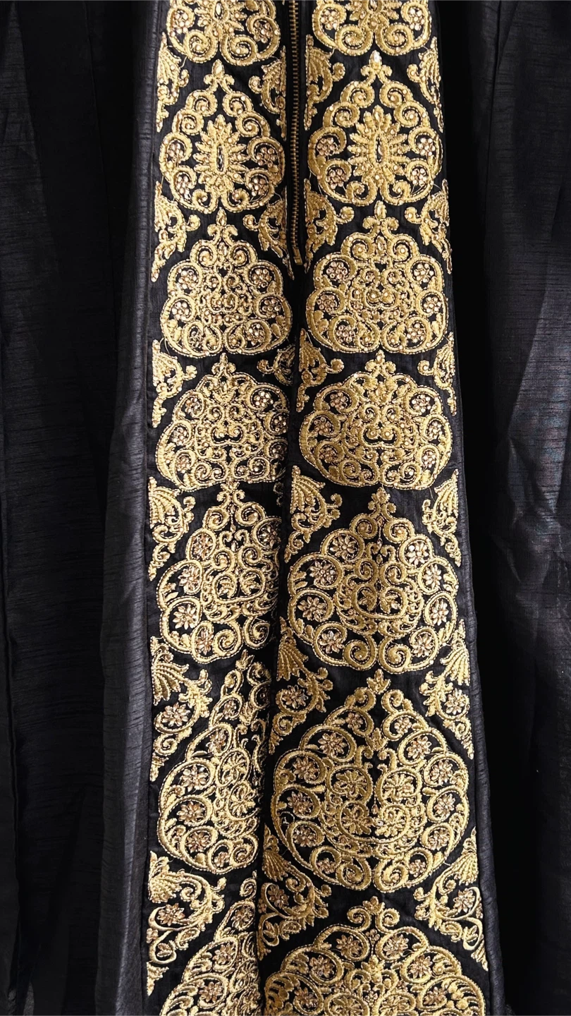 EID SALE! Black Anarkali Set with Gold Embroidery & Mirror Work - photo 5