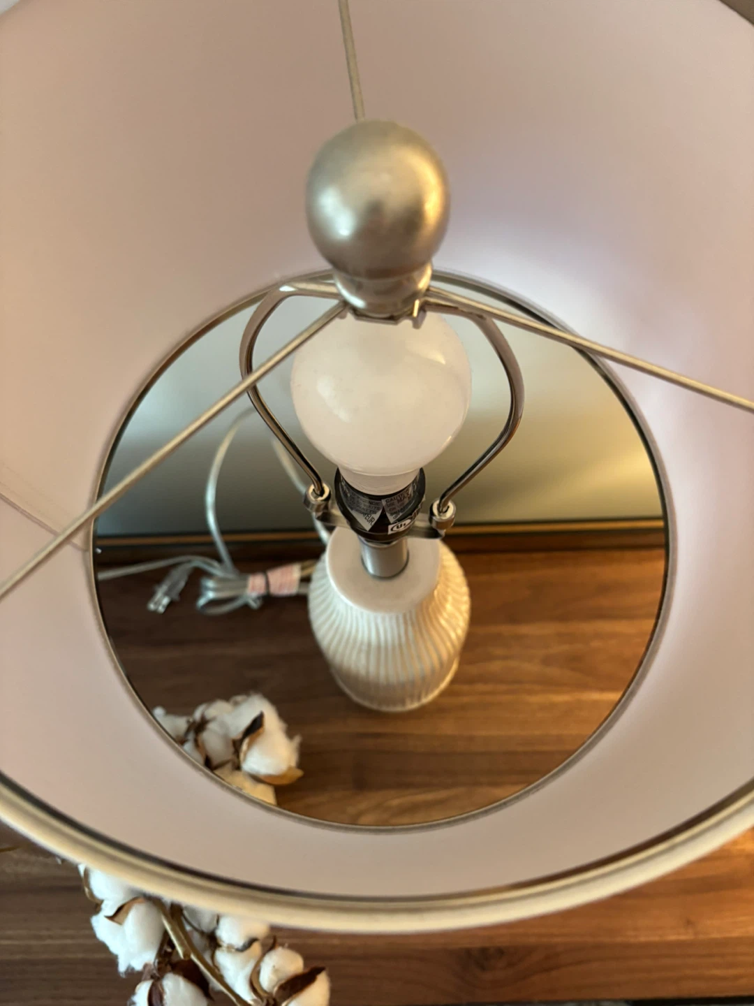 Pair of Ceramic Table Lamps with White Fabric Shades - photo 5
