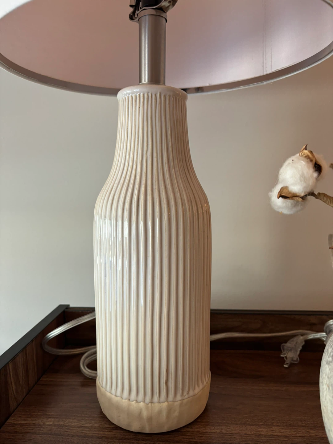 Pair of Ceramic Table Lamps with White Fabric Shades - photo 4