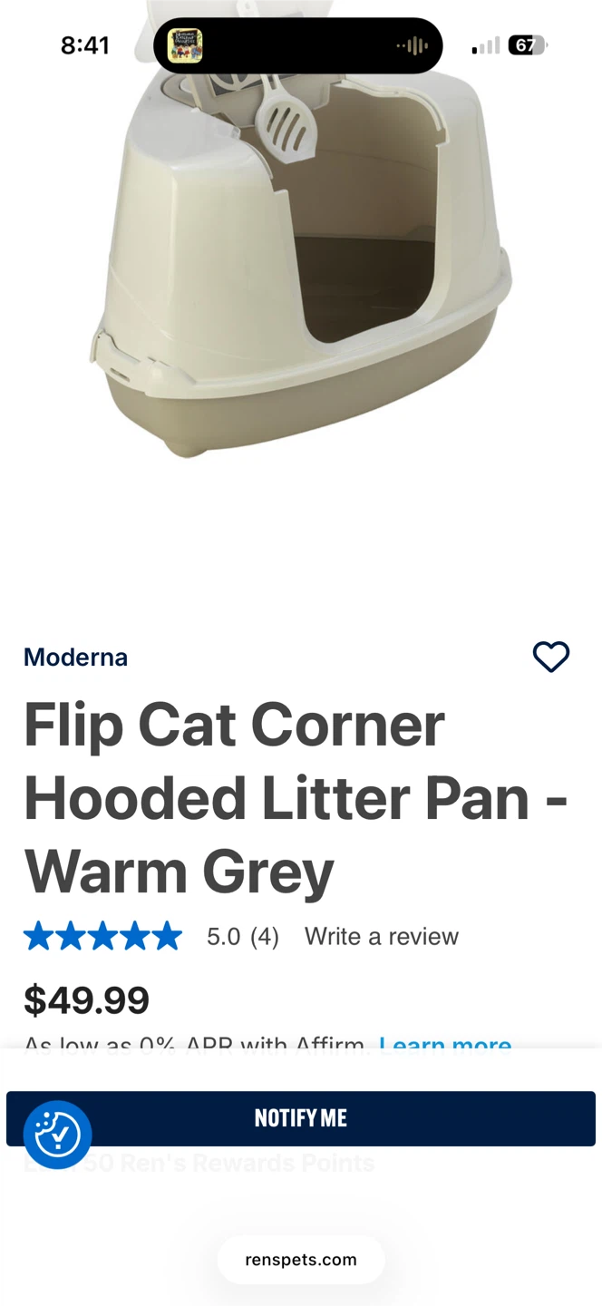 Moderna Flip Cat Corner Hooded Litter Pan - Warm Grey