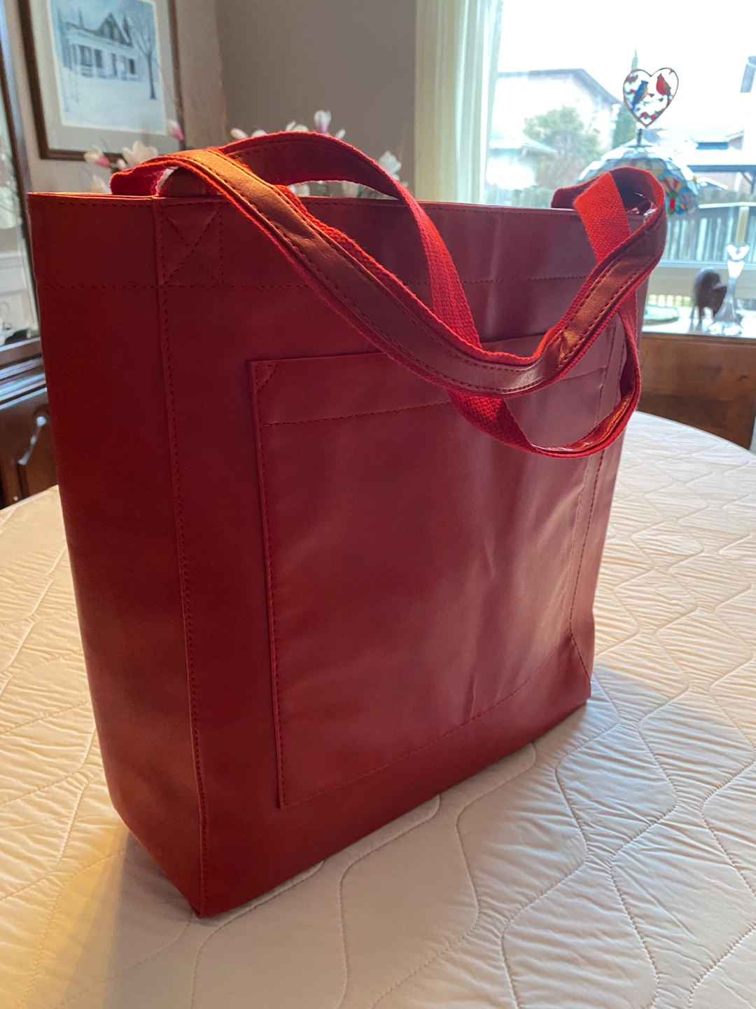 Faux Leather Tote Bags with Inner Pocket and large outer pocket