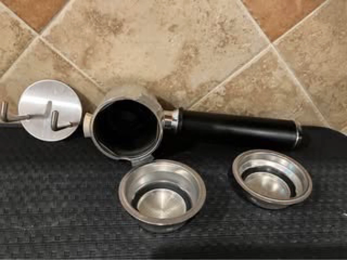 Espresso Portafilter with Baskets and Wall Mount