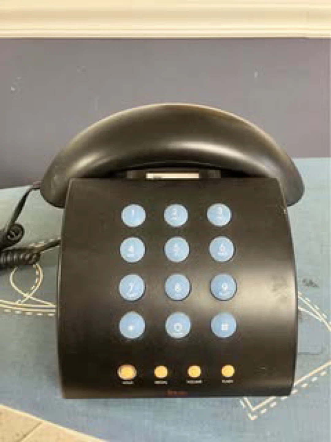 Black Corded Phone with Dial Pad