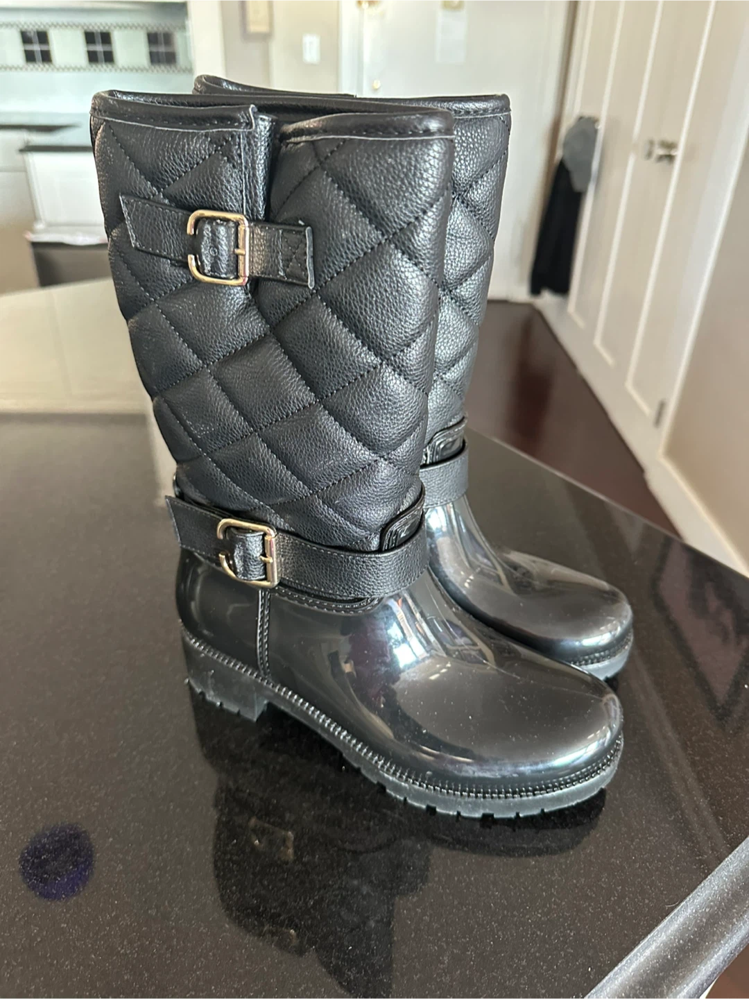 Black Quilted Rain Boots - photo 2