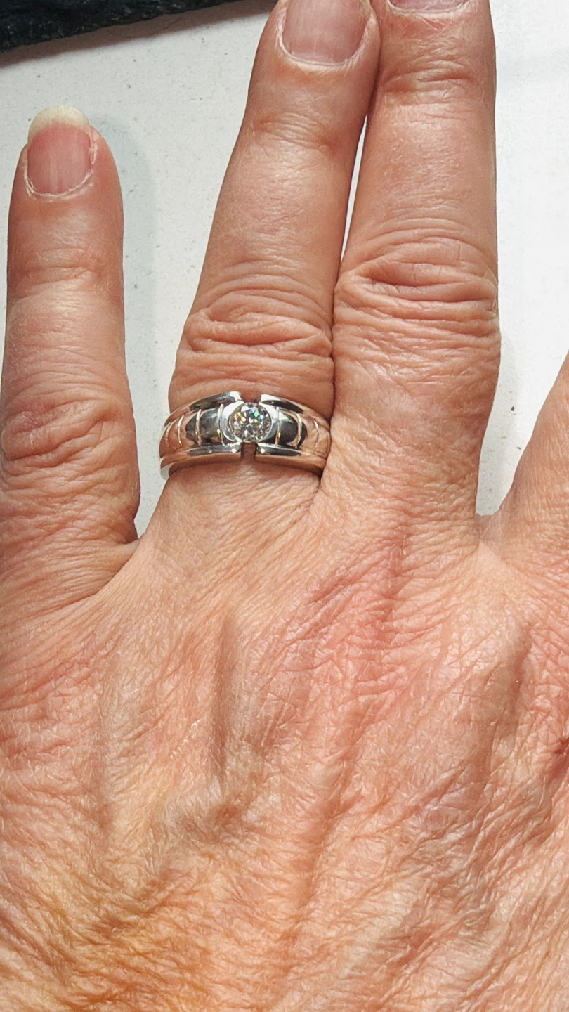 Unisex Sterling Silver CZ Ring