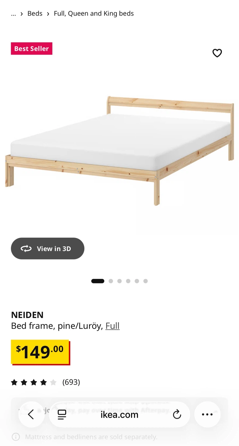 IKEA NEIDEN Full Bed Frame with Luroy Slatted bed base - photo 2