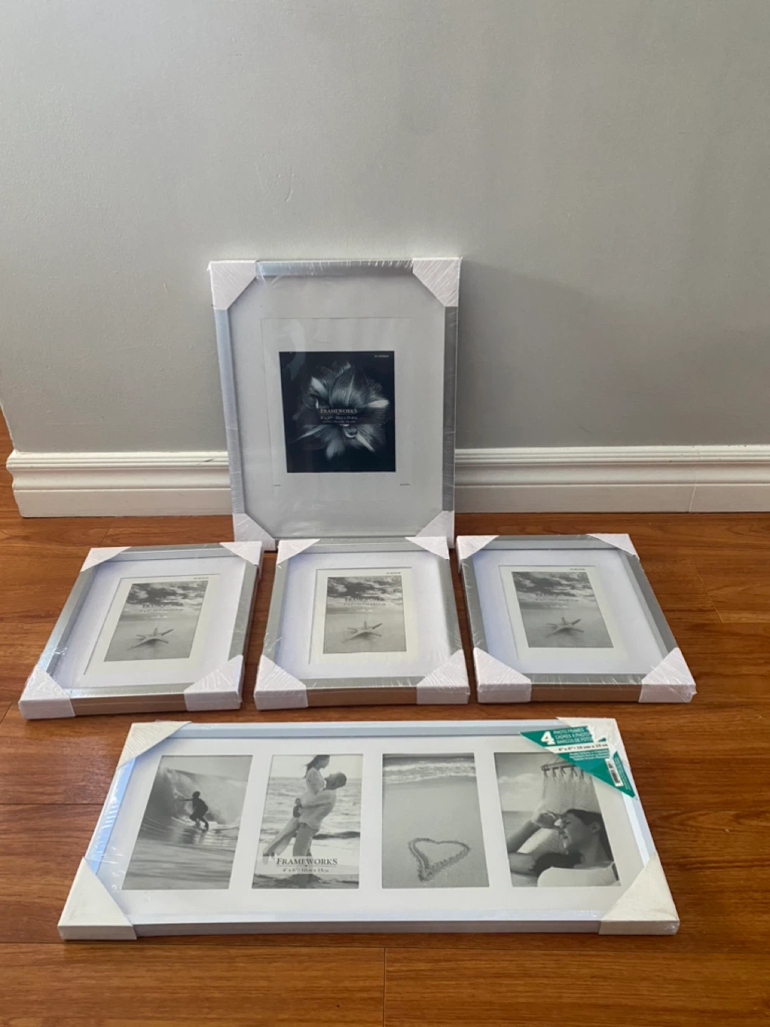 5 Picture Frames - Silver and White - photo 2