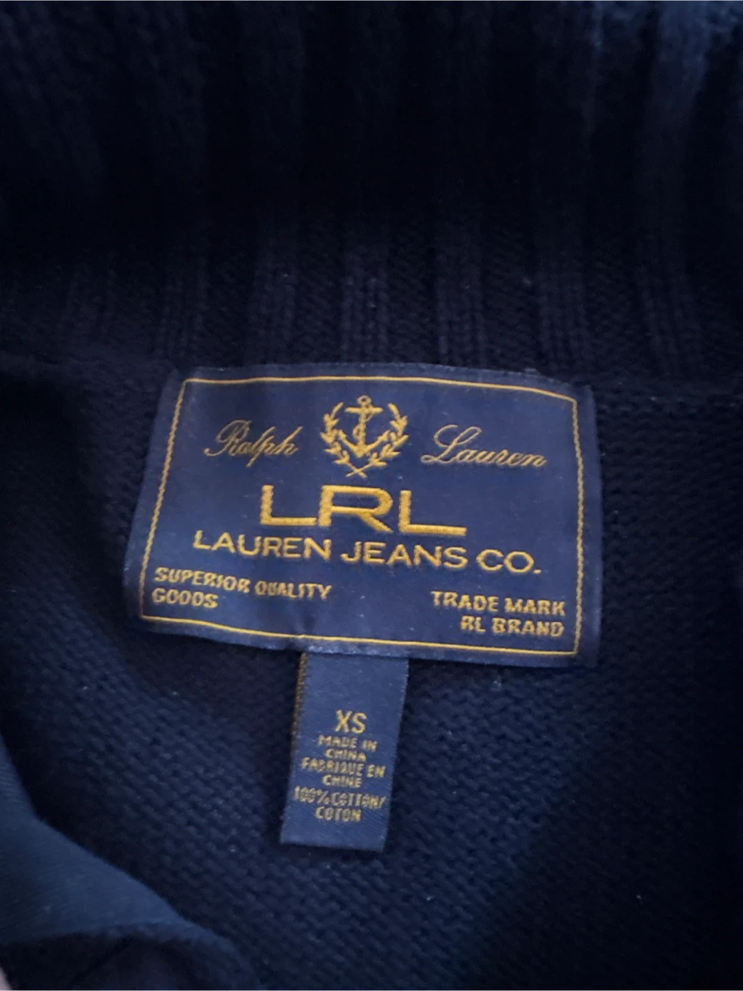 Ralph Lauren Lauren Jeans Co. Navy 1/4 Zip Sweater - XS - photo 2