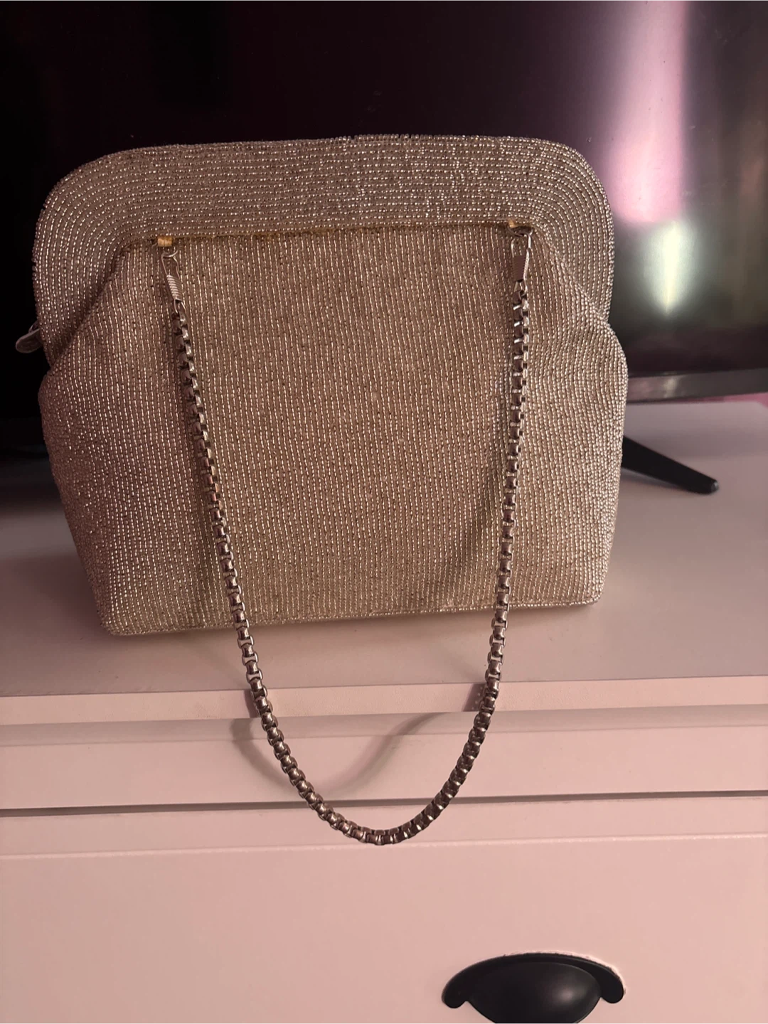 Beaded Evening Clutch Purse with Chain Strap - photo 3