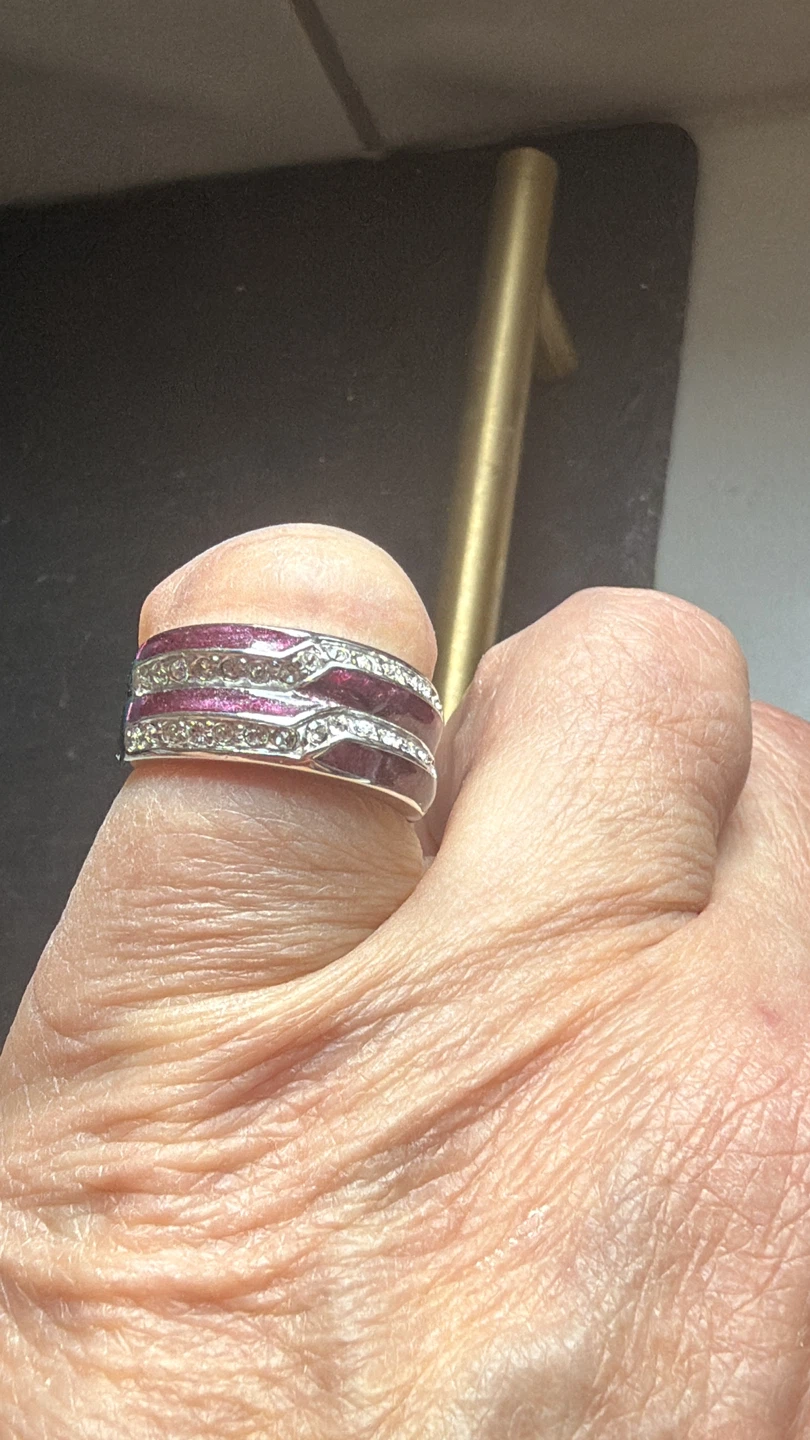 925 Sterling Silver W/Genuine Crystals & Purple enamel - photo 3