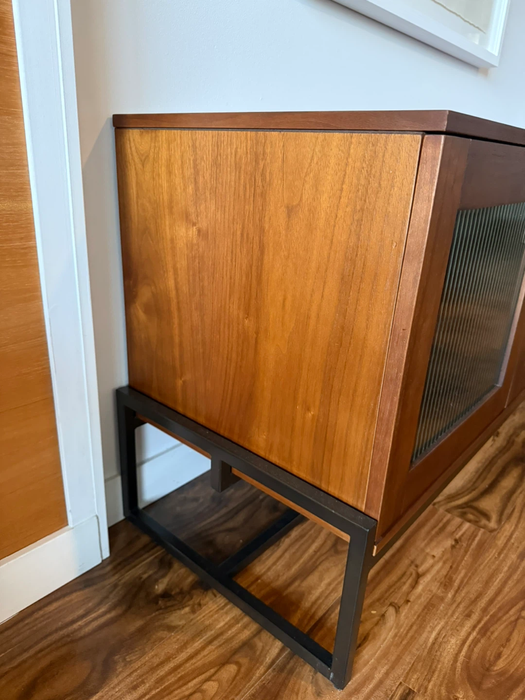 Wooden Media Console with Glass Doors - photo 5
