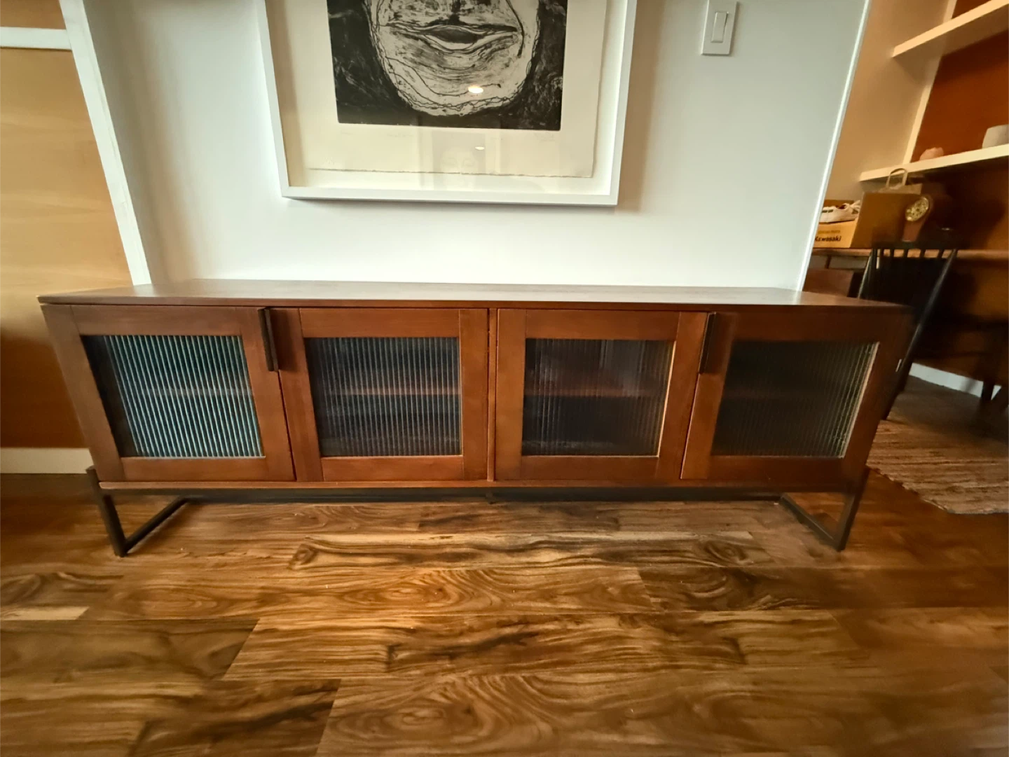 Wooden Media Console with Glass Doors - photo 3