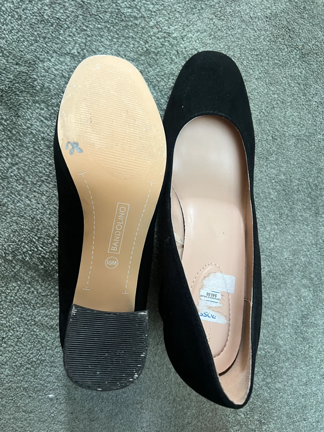 Bandolino Black Suede Block Heels Size 10M - photo 3