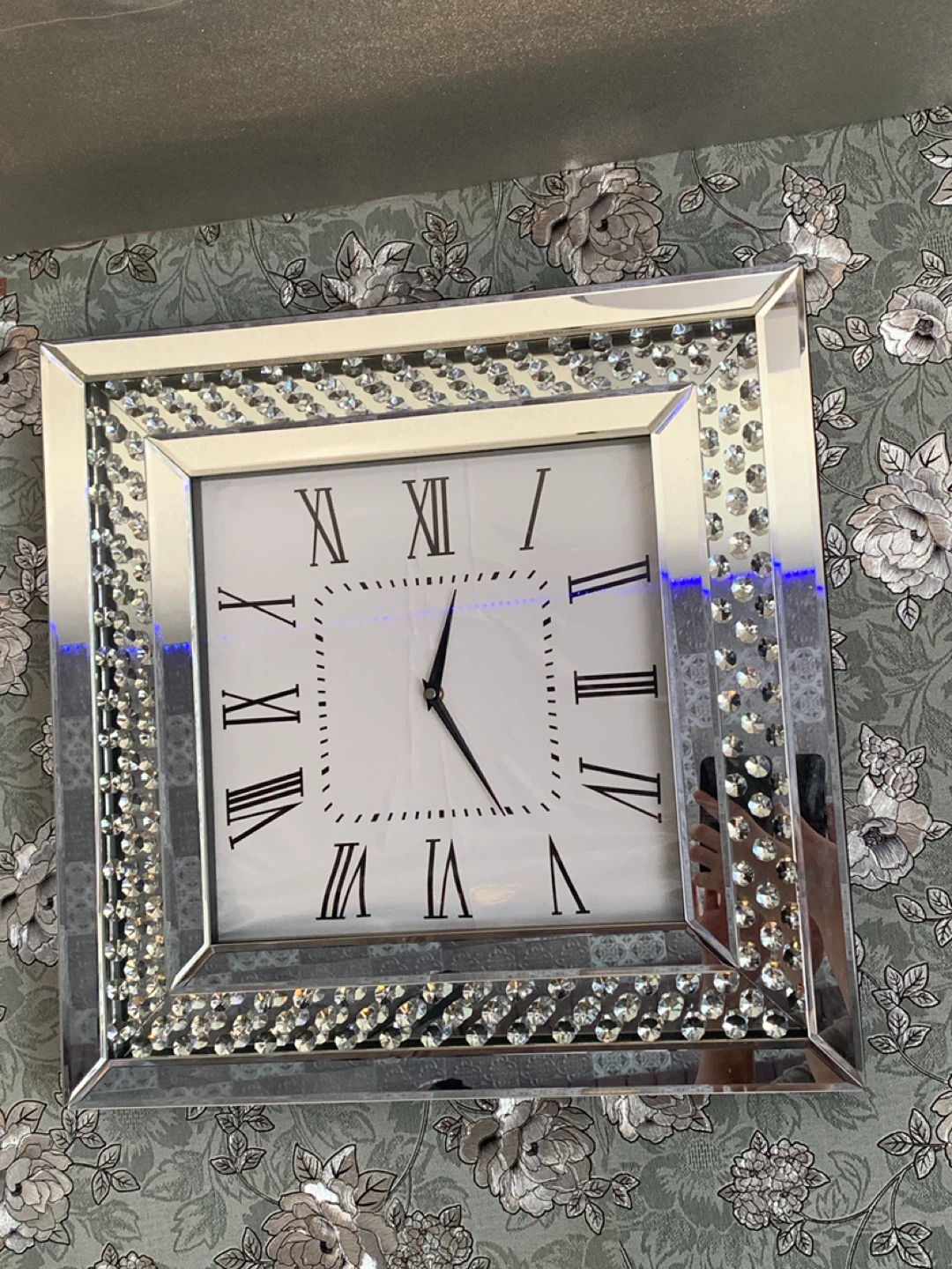 Crystal Mirrored Wall Clock