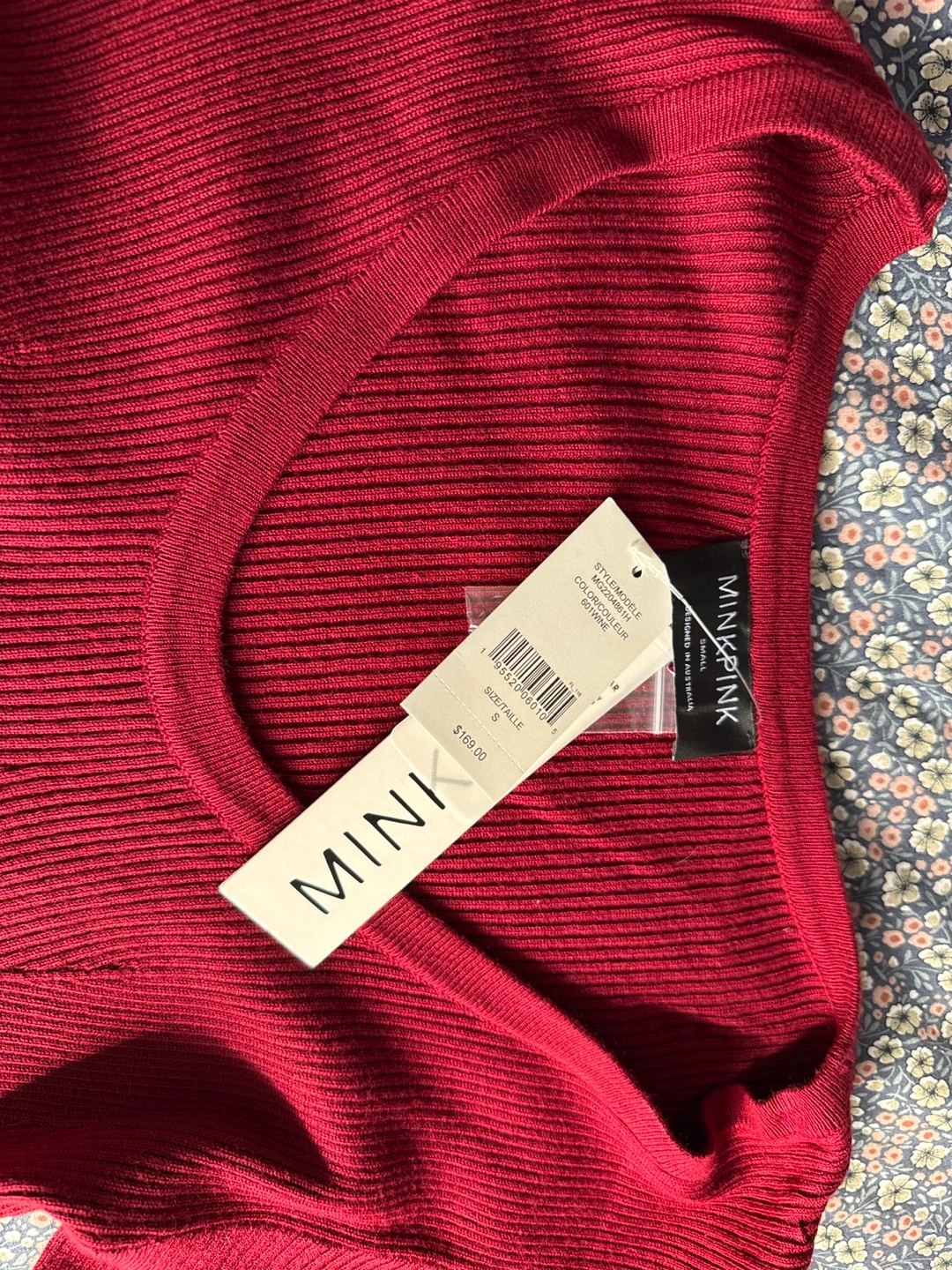 MINKPINK Ribbed Button Maxi Dress - Burgundy, Size Small - photo 2